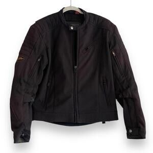 Mens Street & Steel Black Padded Full Zip Biker Bomber Jacket Size Medium